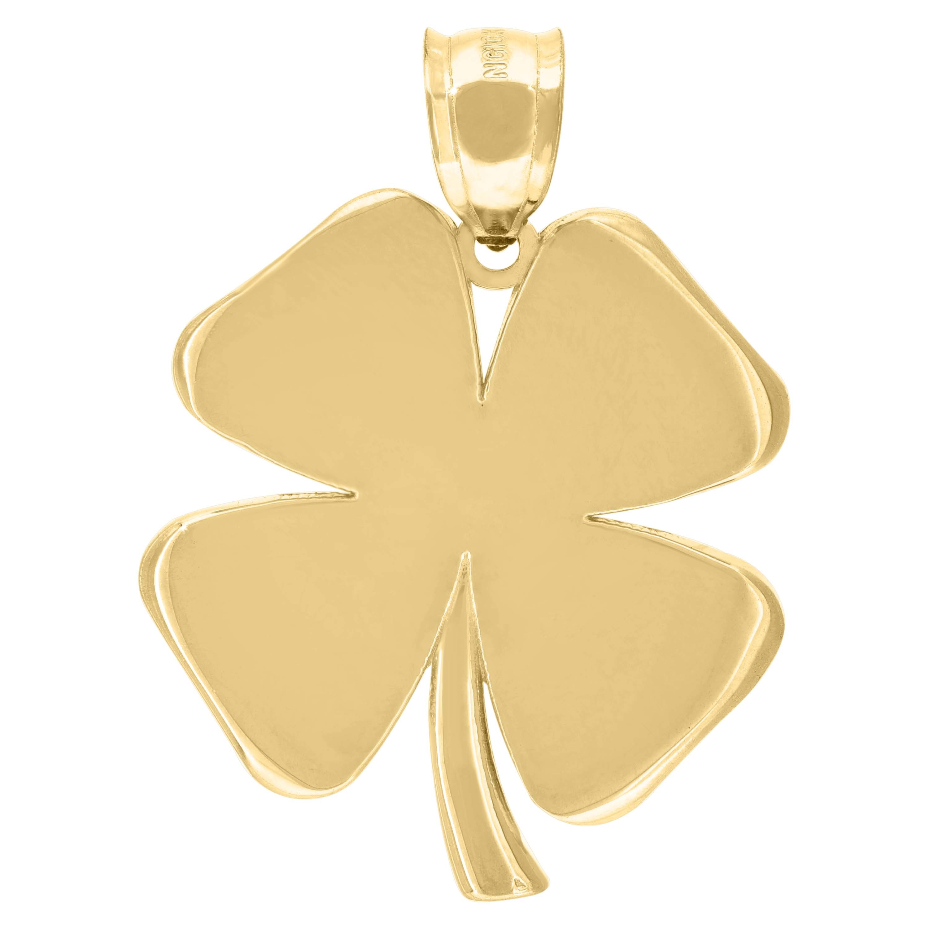 10kt 10k Yellow Gold Womens Four Leaf Charm Pendant